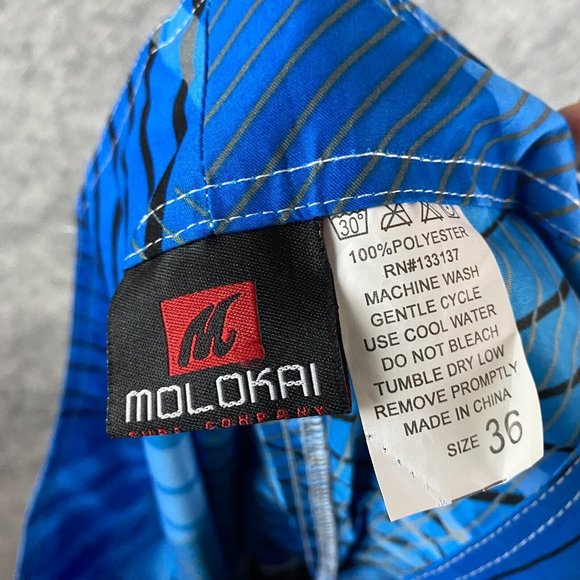 Molokai Board Shorts Size 36 Men's 100% Polyester Adults Blue Striped 3 - Picture 7 of 7